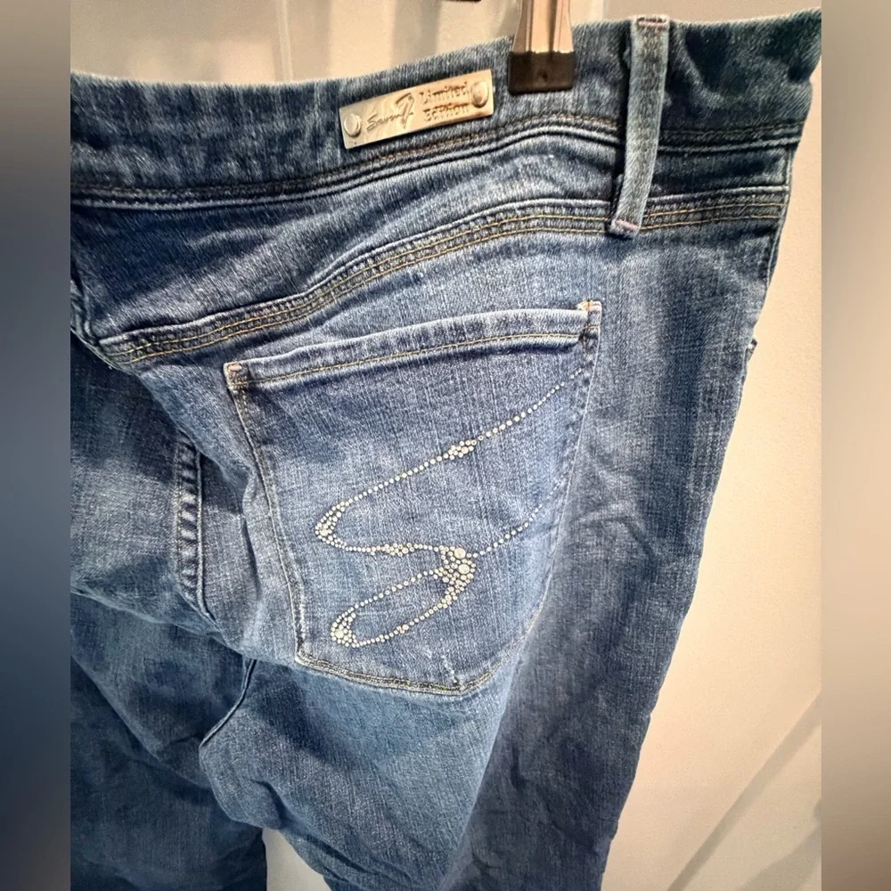 Seven7 Denim Rhinestone Embellished Jeans Women’s Size 24 Stretch Blue Plus Size